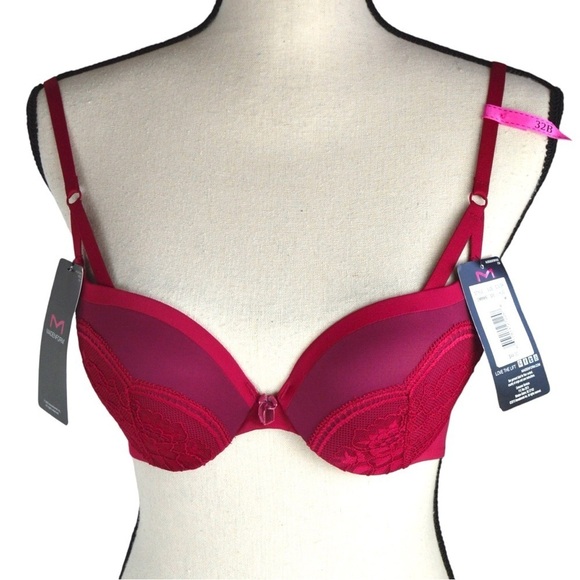 32B Maidenform Love the Lift Push Up & In Demi Bra, Armature Red/Burgundy Sunset - Picture 8 of 8